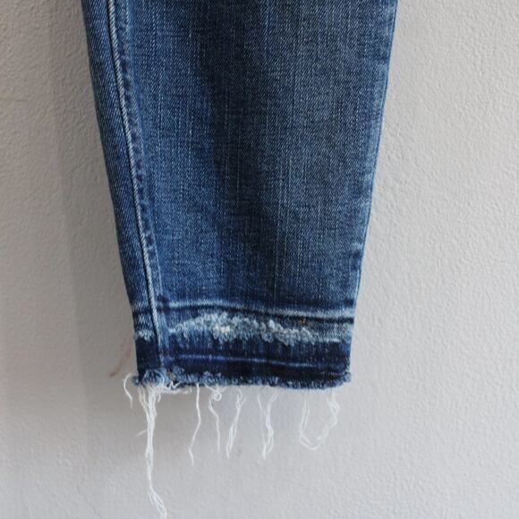 Madewell 9” Mid Rise Skinny Jeans York Wash Rip Repair Stretch Denim Sz 28 - Picture 3 of 12